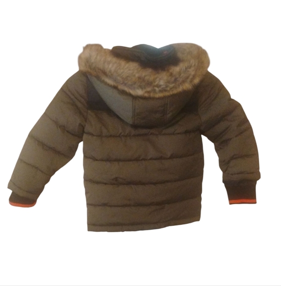 MM Kids Olive Brown Puffer Jacket W Faux Fur SZ 3T - Picture 2 of 6